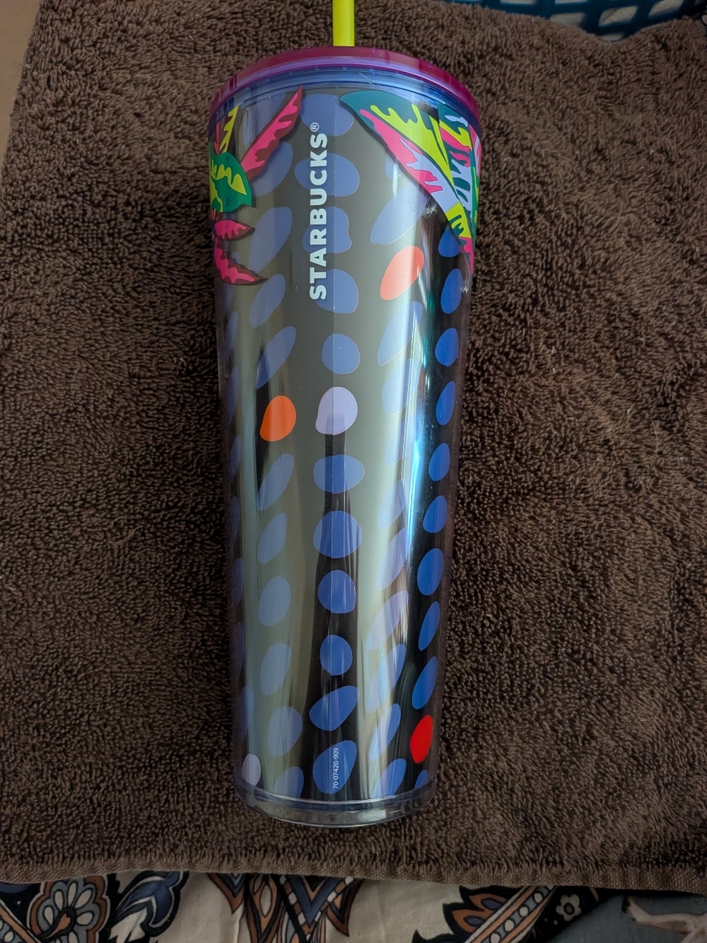 Starbucks Iridescent Polka Dot Tumbler with Neon Lid